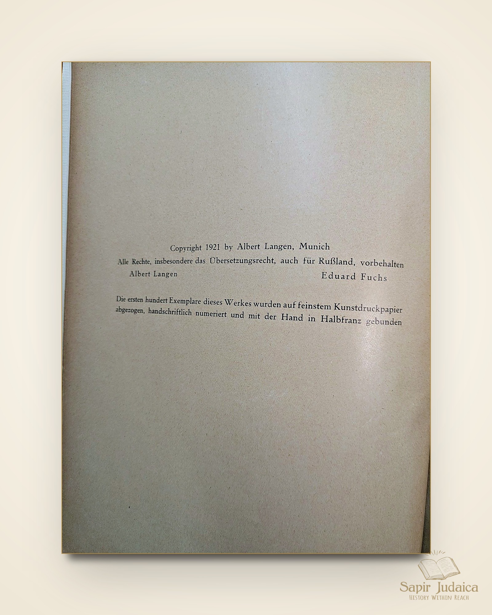 Die Juden in der Karikatur: Ein Beitrag zur Kulturgeschichte, Eduard Fuchs, 1921 — תמונה נוספת 3