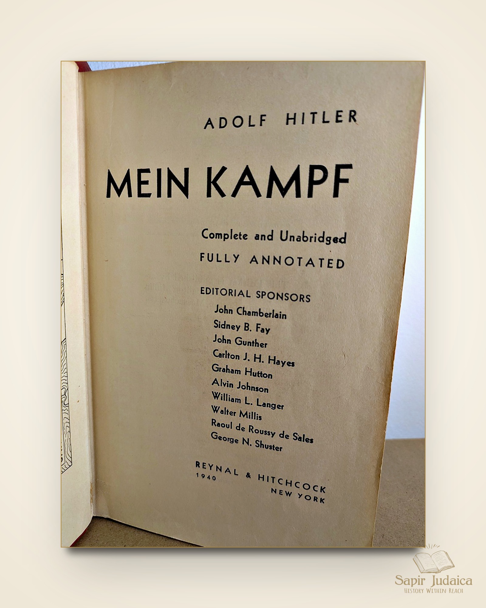 Mein Kampf, First Complete and Unabridged English Translation, 1940 — תמונה ראשית
