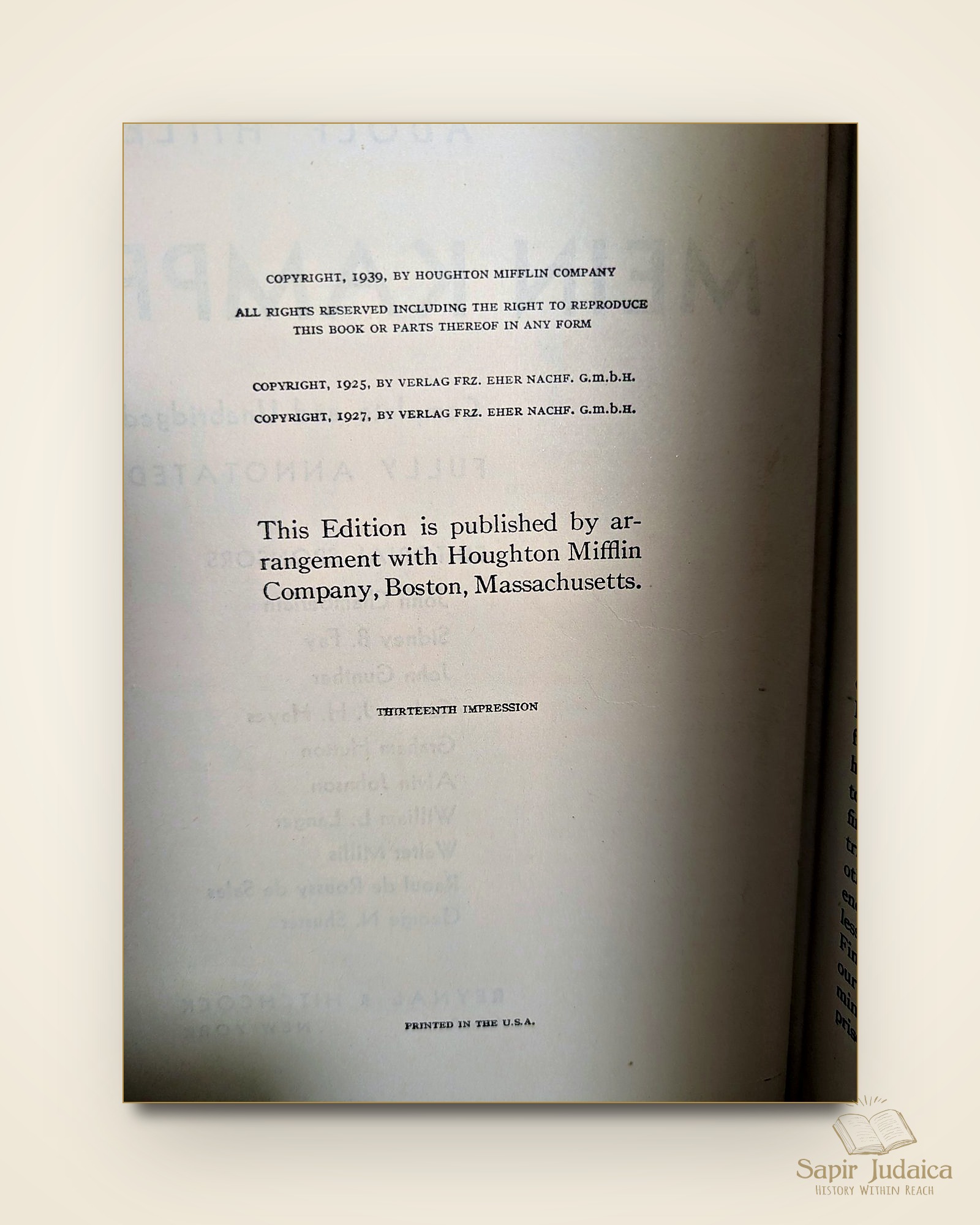 Mein Kampf, First Complete and Unabridged English Translation, 1940 — תמונה נוספת 3