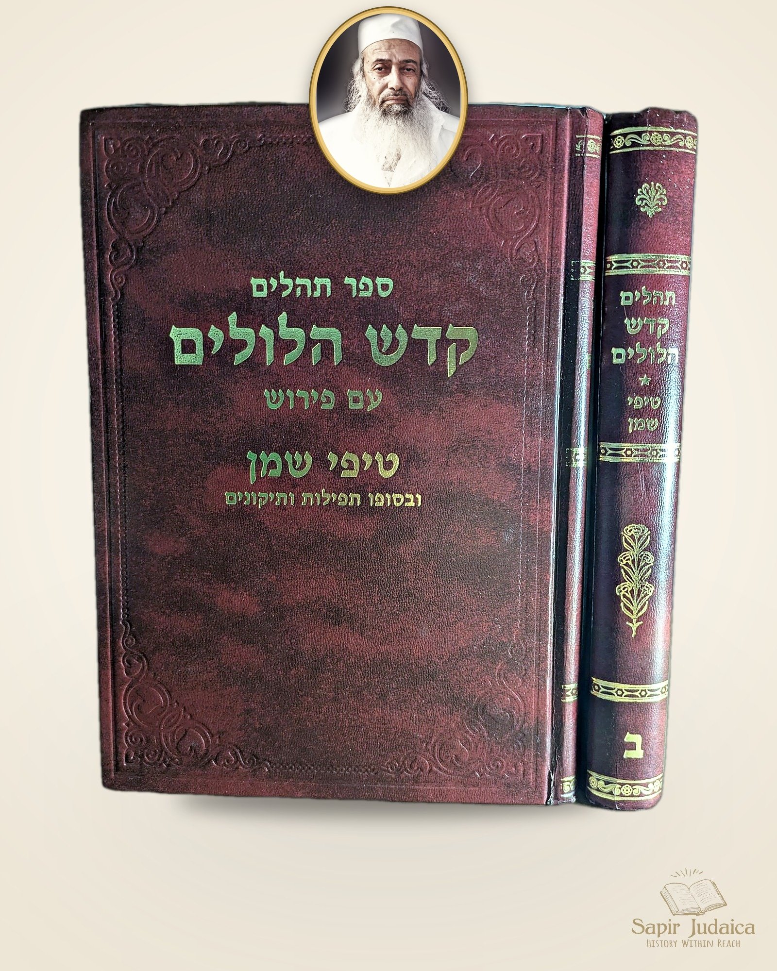 תהלים קדש הלולים עם פירוש טיפי שמן, מארי סעדיה בן אור, רעננה תשנ"ג, שני כרכים, נדיר — תמונה ראשית